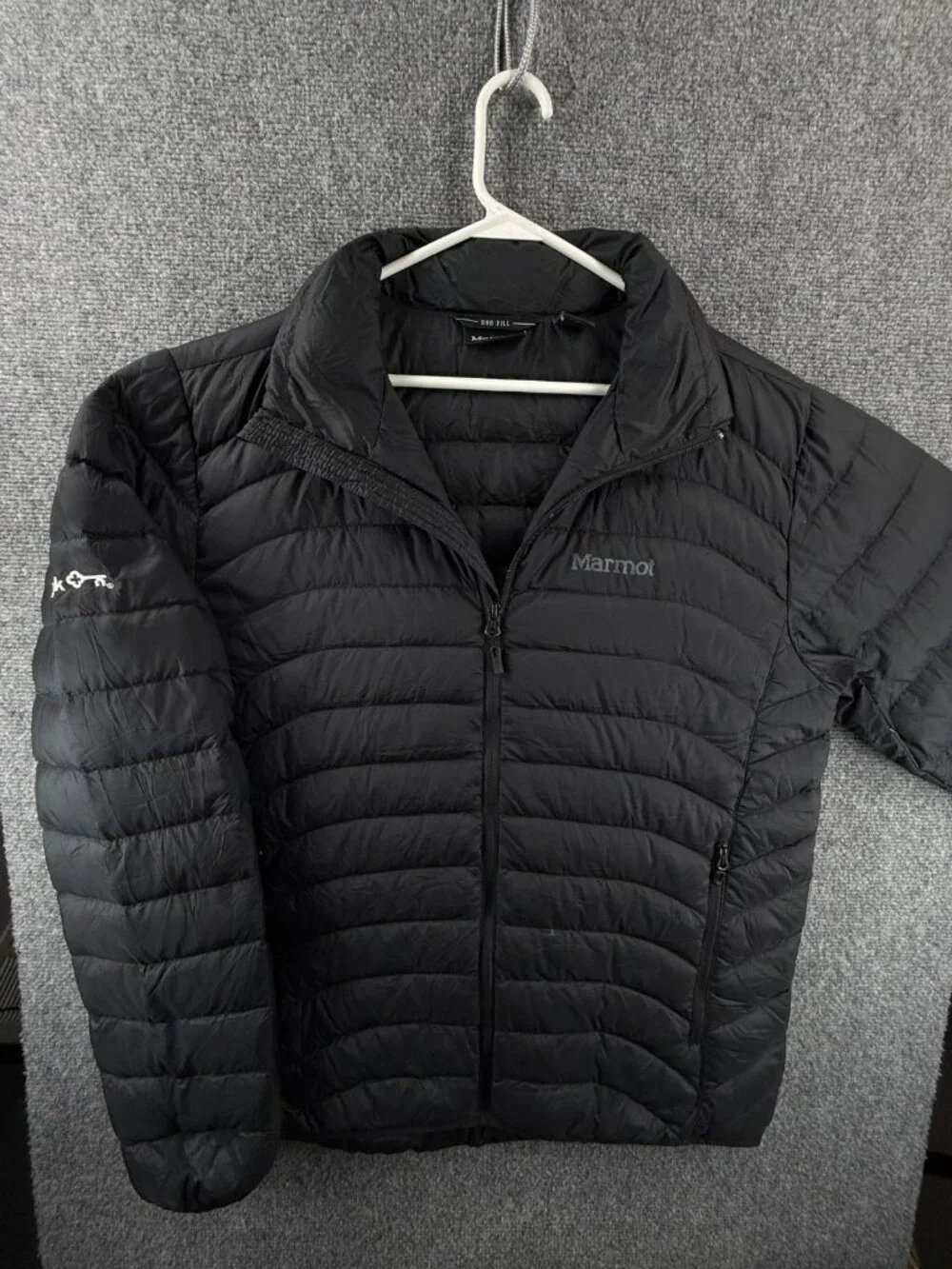 Marmot Men 600 Fill Black Down Insulated Winter Jacket Size Large Zip Pockets